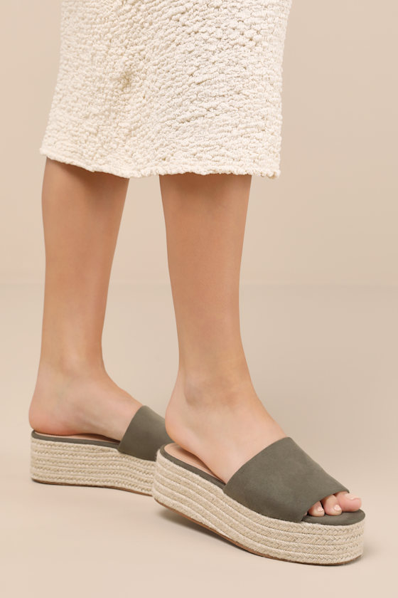 Lulus O'ahu 2 Green Suede Espadrille Platforms