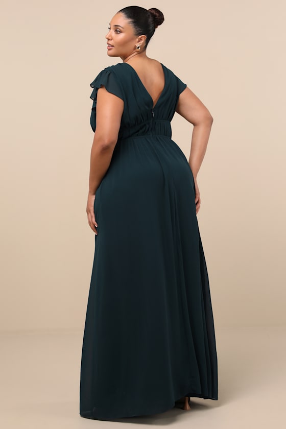 I'm All Yours Emerald Green Ruffled Maxi Dress - thumbnail 6