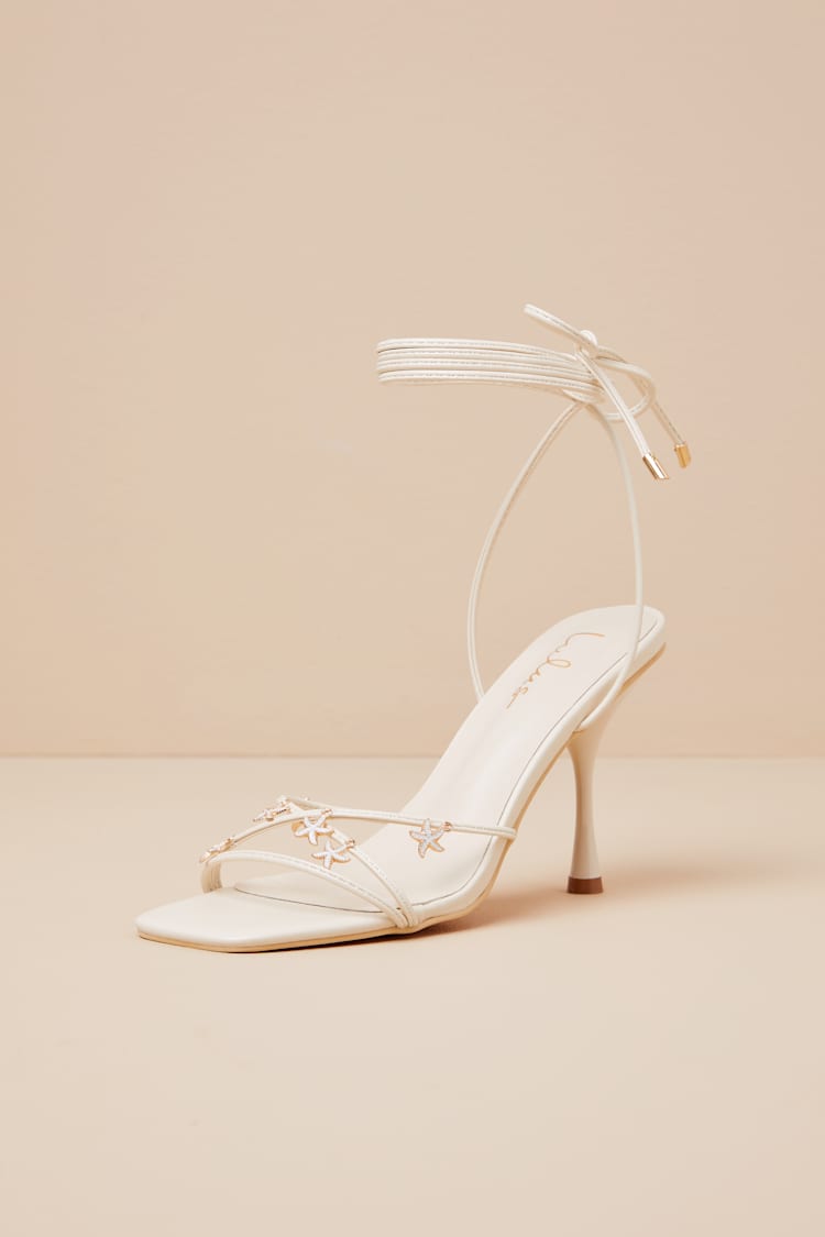 Marcelia Ivory Lace-Up High Heel Sandals