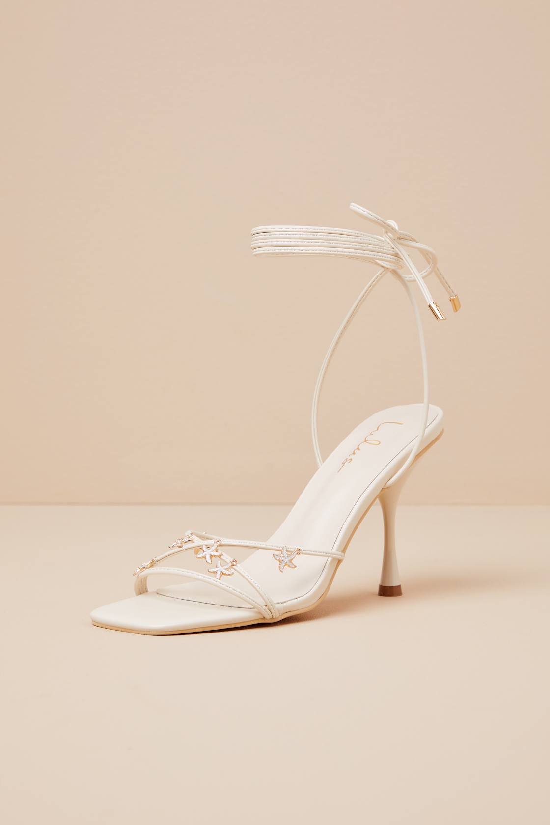 Marcelia Ivory Lace-Up High Heel Sandals