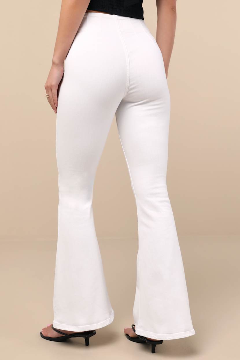 Sneak Peek Flare Jeans - White Flare Jeans - High-Rise Jeans - Lulus
