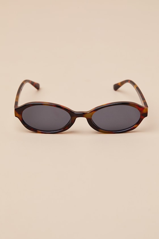 Lulus Kannon Brown Tortoiseshell Small Oval Sunglasses