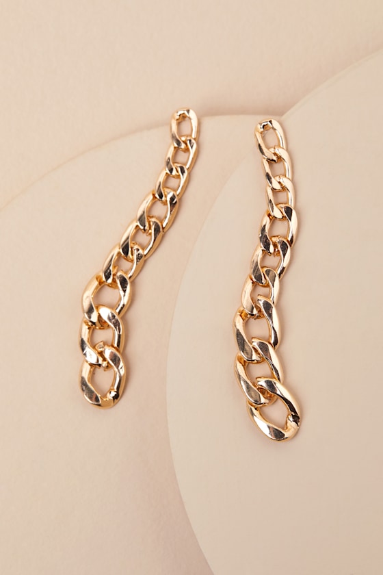LULUS POSEY GOLD CHAIN LINK DROP EARRINGS