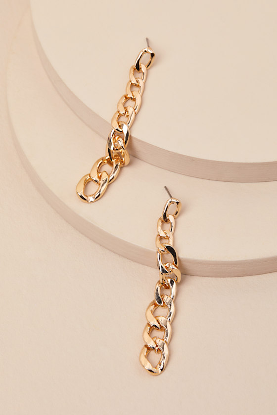 LULUS POSEY GOLD CHAIN LINK DROP EARRINGS