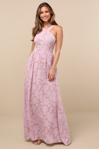 Love and Beyond Mauve Pink Burnout Floral Maxi Dress 5