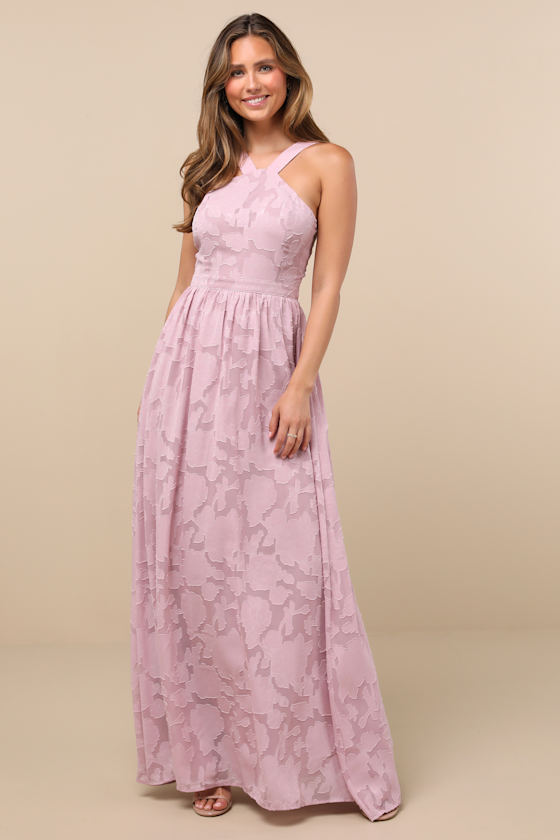 Love and Beyond Mauve Pink Burnout Floral Maxi Dress 5