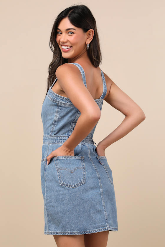 Levi's Iconic Medium Wash Denim Button-up Mini Dress