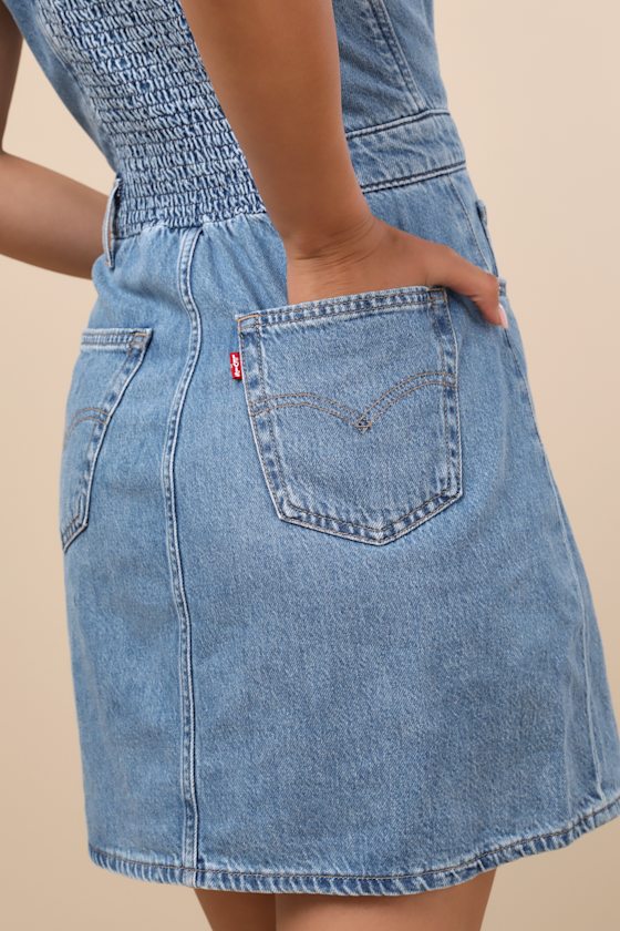 Levi's Iconic Medium Wash Denim Button-up Mini Dress