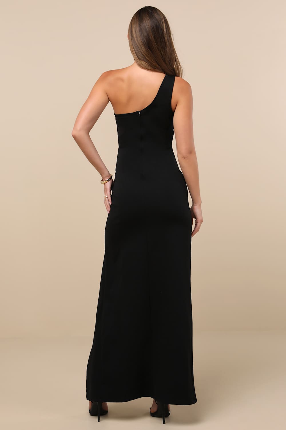 Good Times Only Black One-Shoulder Maxi Dress