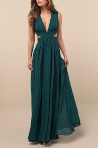 Vivid Imagination Emerald Green Cutout Maxi Dress 11