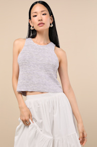 Cennet Grey Multi Space Dye Lace-Up Tank Top 1