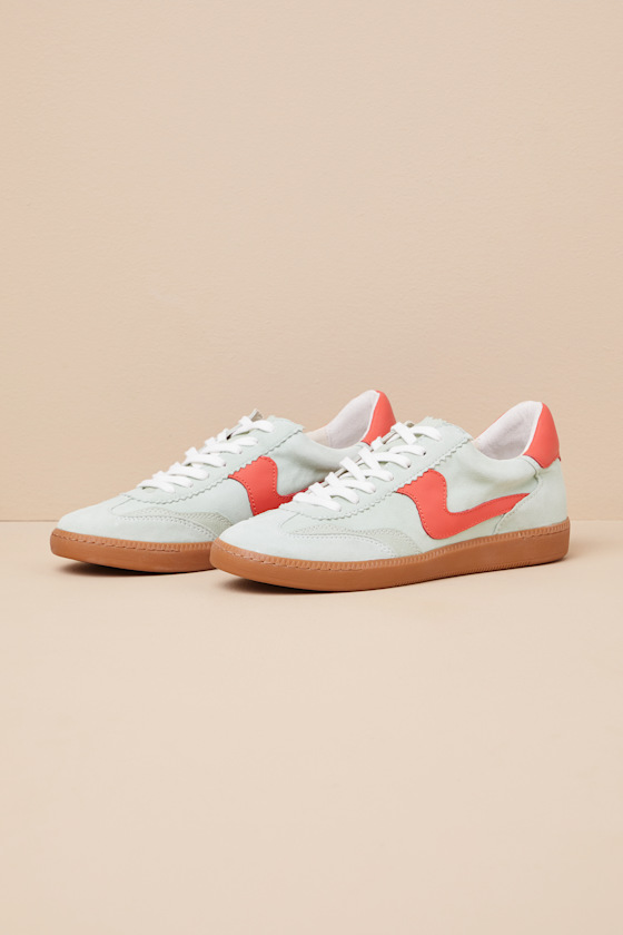 DOLCE VITA NOTICE PEAR SUEDE LEATHER COLOR BLOCK LACE-UP SNEAKERS