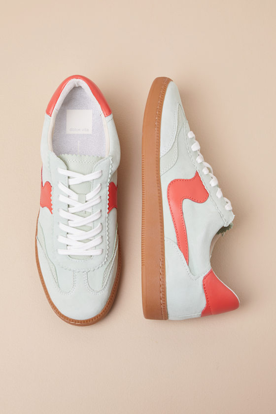 DOLCE VITA NOTICE PEAR SUEDE LEATHER COLOR BLOCK LACE-UP SNEAKERS