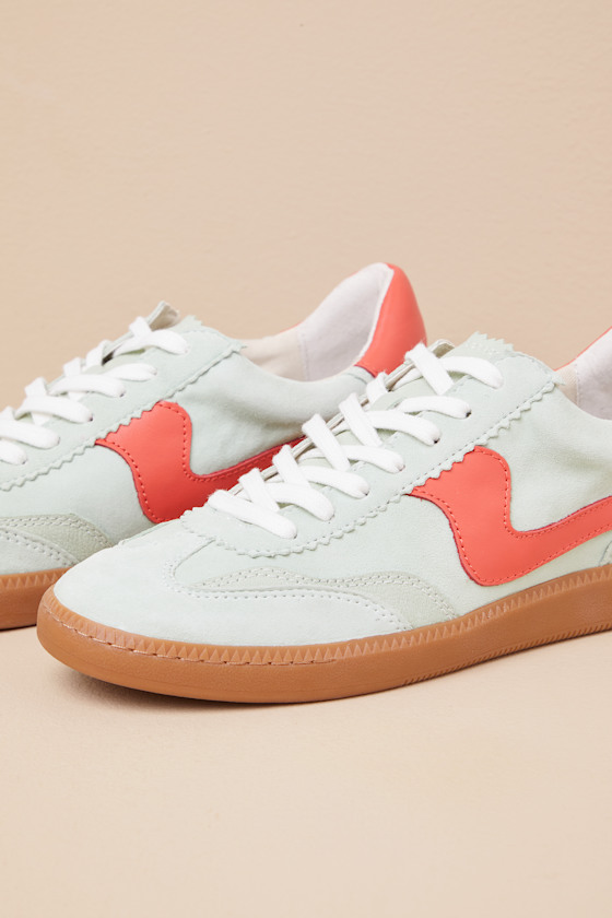 DOLCE VITA NOTICE PEAR SUEDE LEATHER COLOR BLOCK LACE-UP SNEAKERS