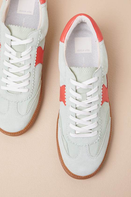 DOLCE VITA NOTICE PEAR SUEDE LEATHER COLOR BLOCK LACE-UP SNEAKERS