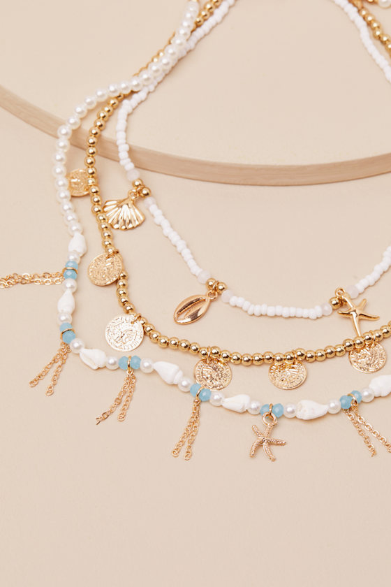 Lulus Annalie Gold Multi Layered Charm Necklace