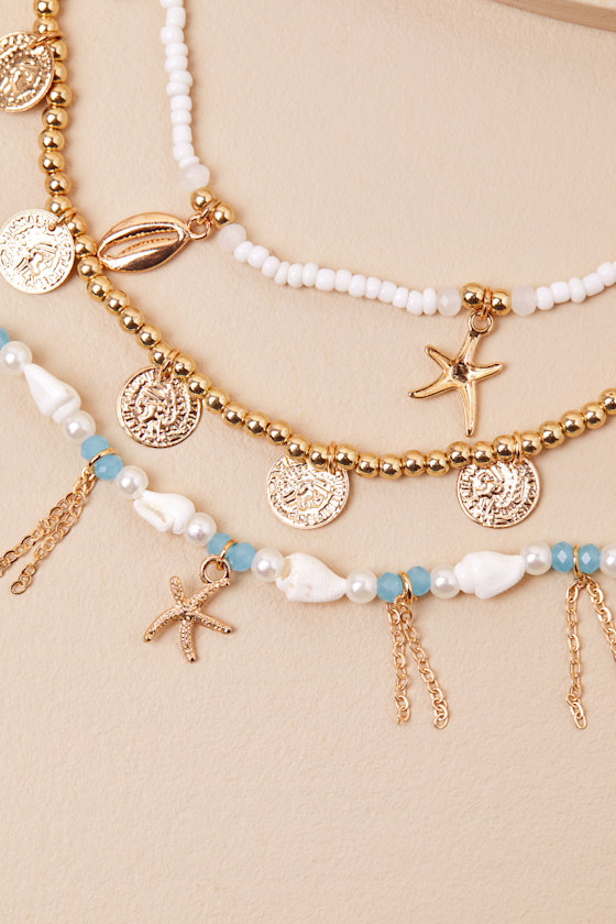 Lulus Annalie Gold Multi Layered Charm Necklace