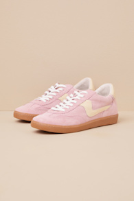 Notice Guava Suede Leather Color Block Lace-Up Sneakers 2