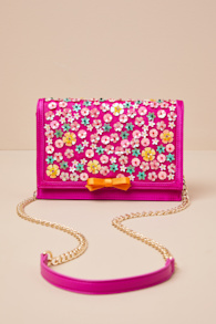 Confetti Floral Sparkler Fuchsia Sequin Crossbody Bag 1
