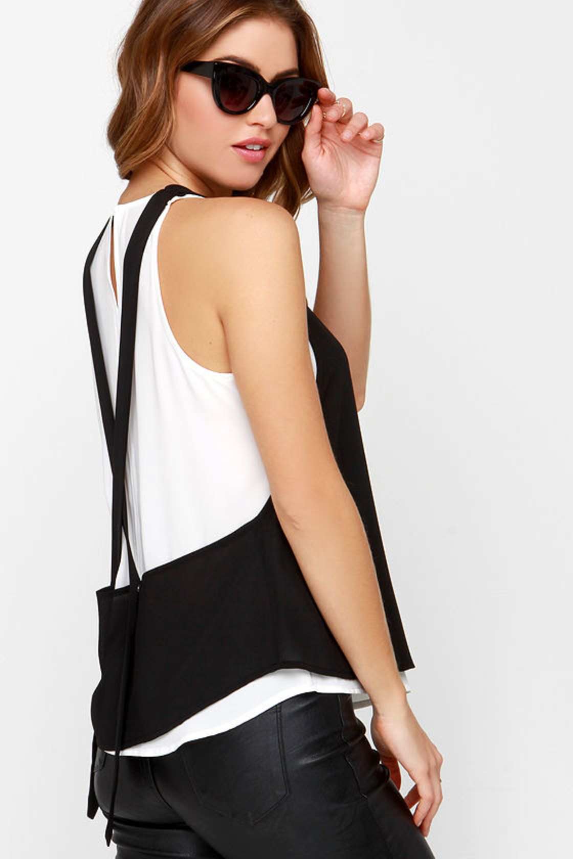 Cute Black and White Top Sleeveless Top 48.00 Lulus — free download