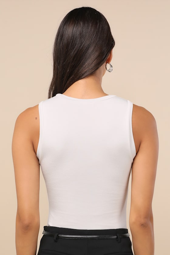 LULUS ALWAYS EASYGOING IVORY SLEEVELESS BODYSUIT
