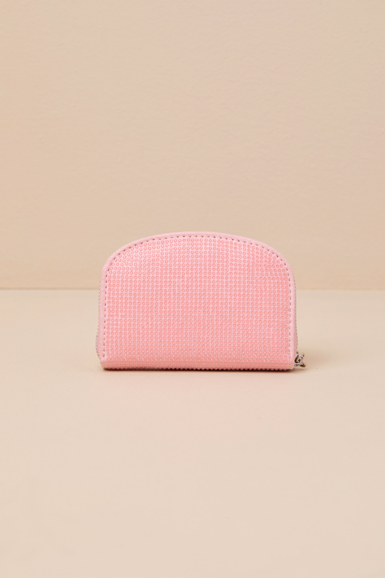 Steve Madden Juicy Citrus Light Pink Rhinestone Zipper Wallet