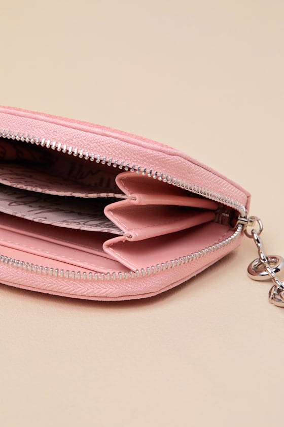 Steve Madden Juicy Citrus Light Pink Rhinestone Zipper Wallet
