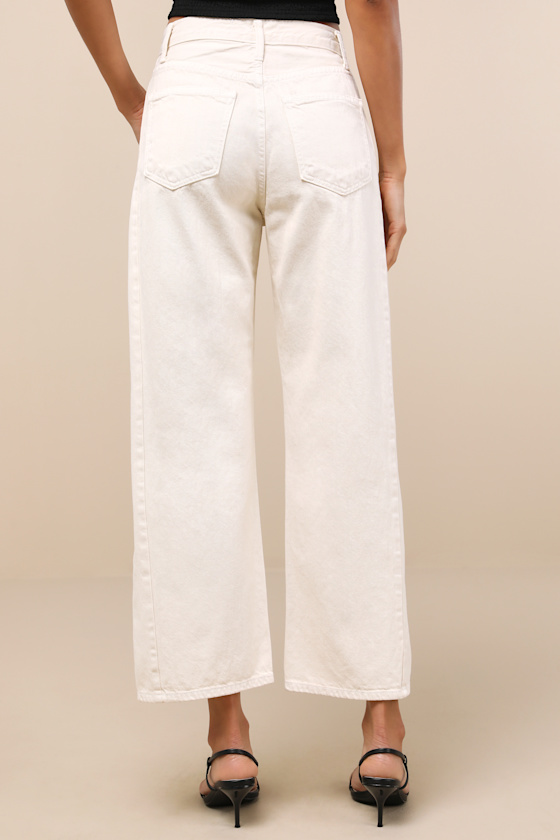 Just Black Dovie Ivory High-rise Barrel Jeans In White