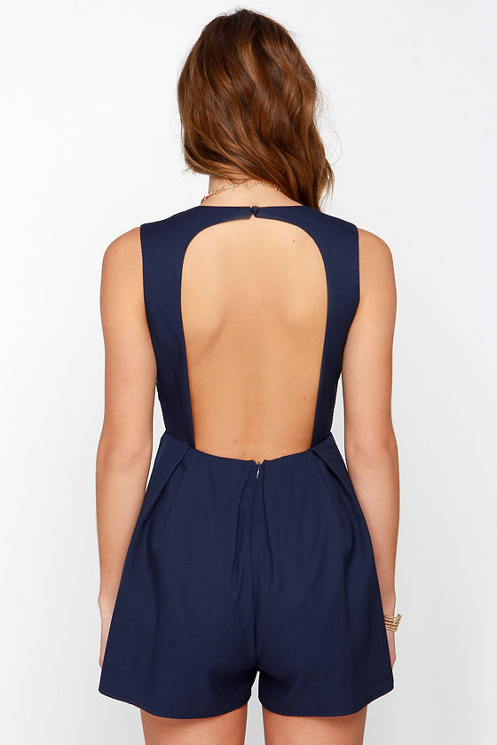 Back at it Again Navy Blue Romper