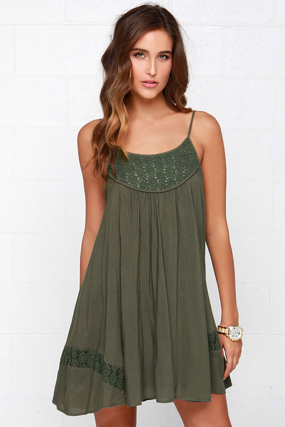 army green lace dress