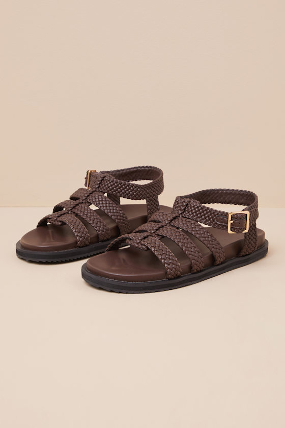 Toyka Chocolate Woven Buckle Sandals 1