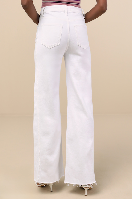 Shop Daze Denim Far Out White Wide-leg Seamed Cutout High-rise Jeans