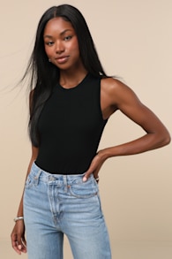 Always Easygoing Black Sleeveless Bodysuit 1