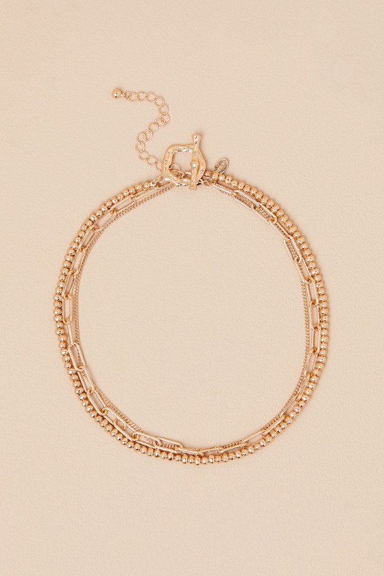 Lulus Udane Gold Layered Toggle Necklace