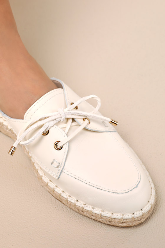 Dolce Vita Hatie Off White Leather Lace-up Leather Mules