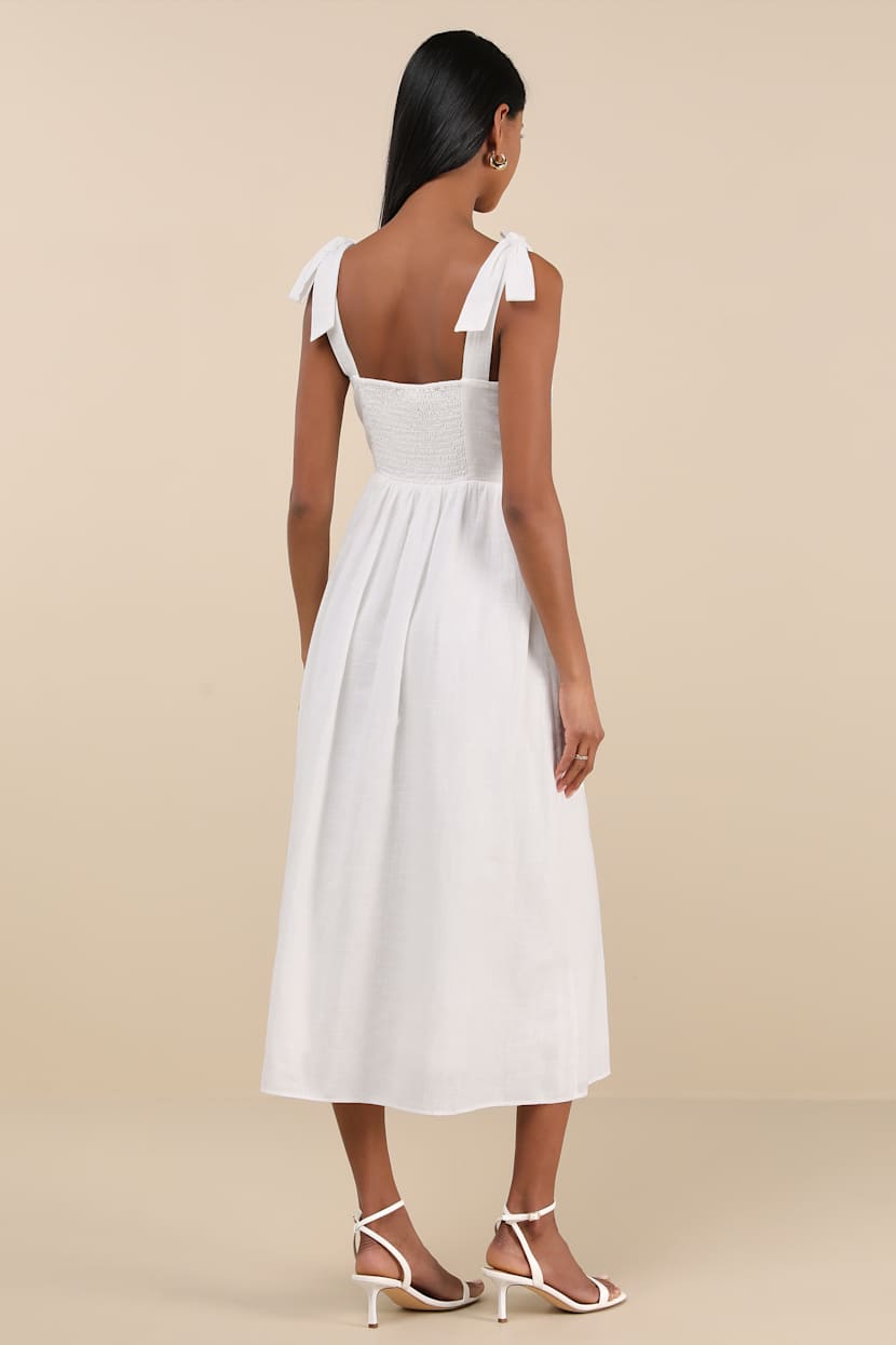 White Embroidered Button-Front Midi Dress | Womens | Small (Available in M, L) | 100% Cotton | Lulus White Embroidered Button-Front Midi Dress | Womens | Small (Available in M, L) | 100% Cotton | Lulus
