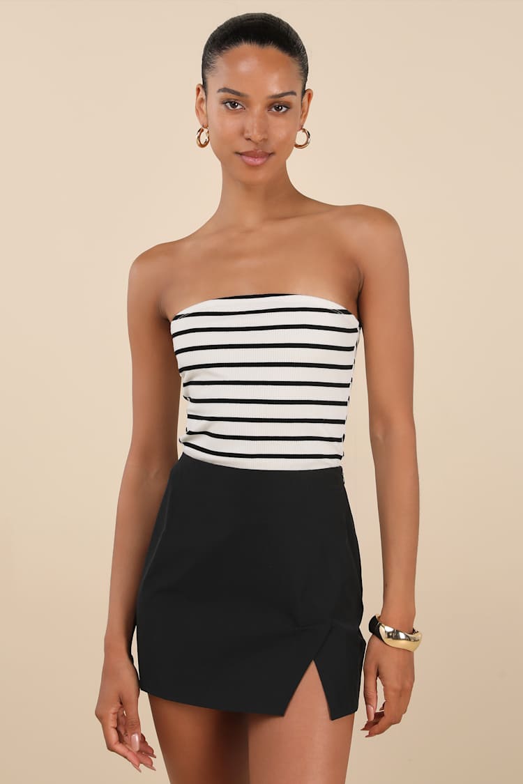 Black Mini Skirt - Mid-Rise Mini Skirt - Notched Micro Mini Skirt - Lulus