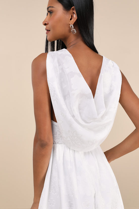 Lulus Sendoa White Burnout Cowl Back Midi Dress