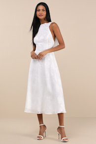 Sendoa White Burnout Cowl Back Midi Dress 2