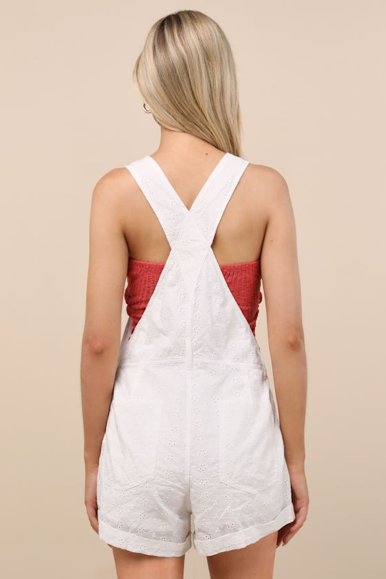 Lulus Averley White Eyelet Embroidered Shortalls