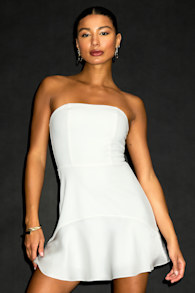 Compelling Style White Strapless Mini Dress