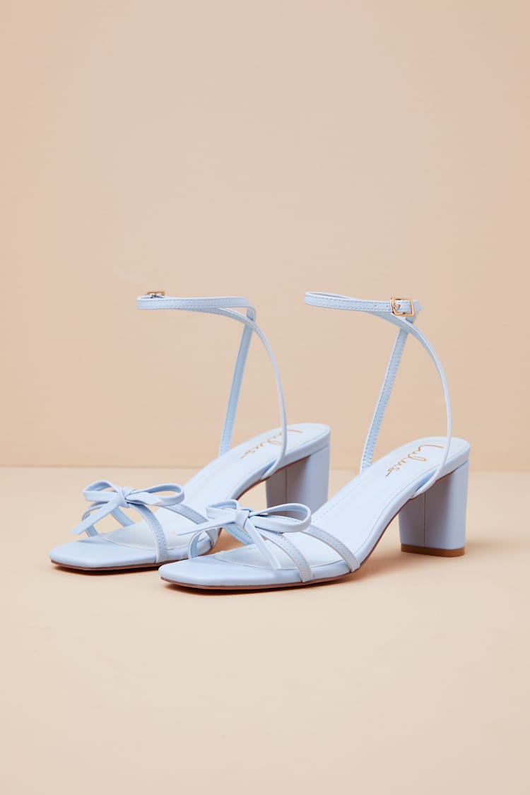 Rezzy Blue Bow Ankle Strap High Heel Sandals