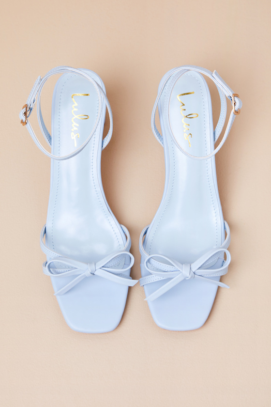Lulus Rezzy Blue Bow Ankle Strap High Heel Sandals