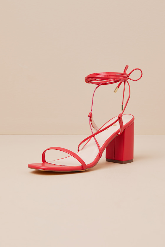 Aribaa Red Lace-Up High Heel Sandals 1