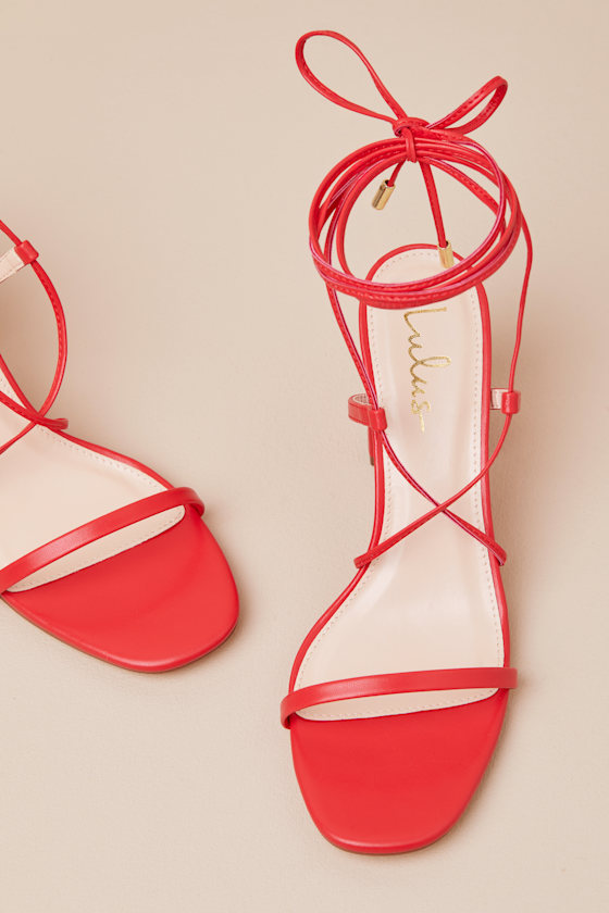 Lulus Aribaa Red Lace-up High Heel Sandals