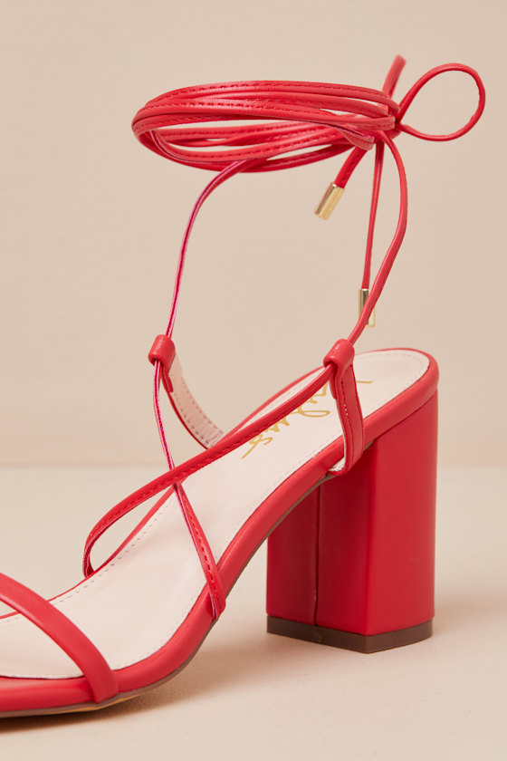 Aribaa Red Lace-Up High Heel Sandals - thumbnail 5