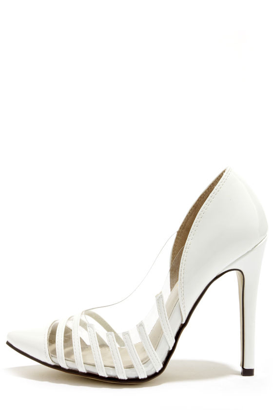 Liliana Olga 2 White and Lucite Pointed Pumps