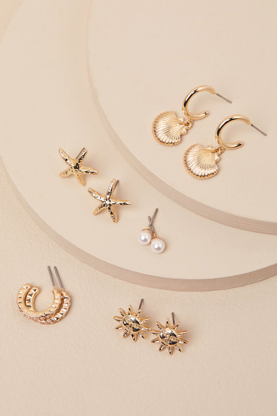 LULUS GALENE GOLD FIVE-PIECE EARRING SET