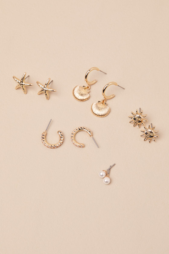 LULUS GALENE GOLD FIVE-PIECE EARRING SET