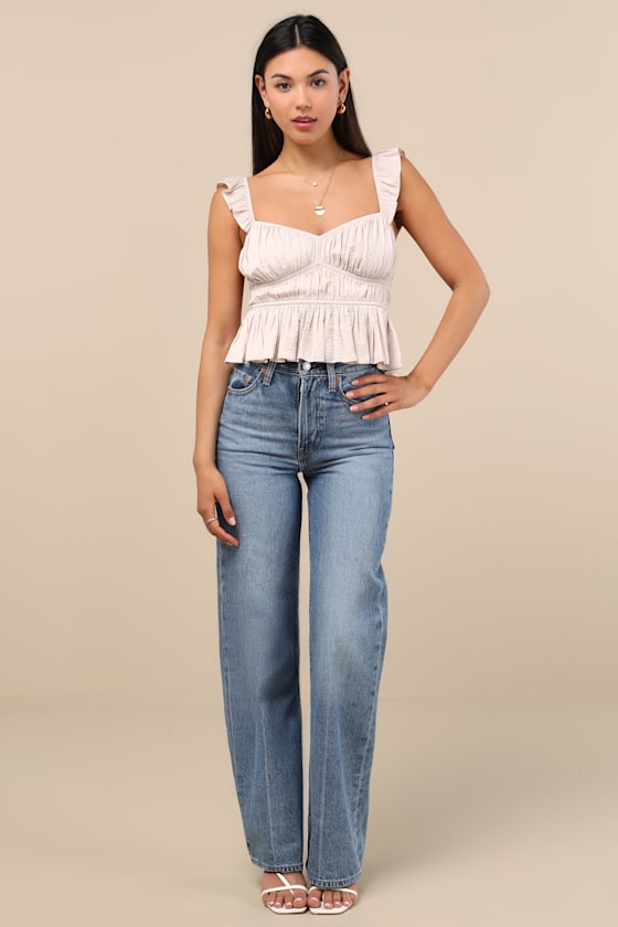 Lulus Sanne Light Beige Flutter Sleeve Tank Top